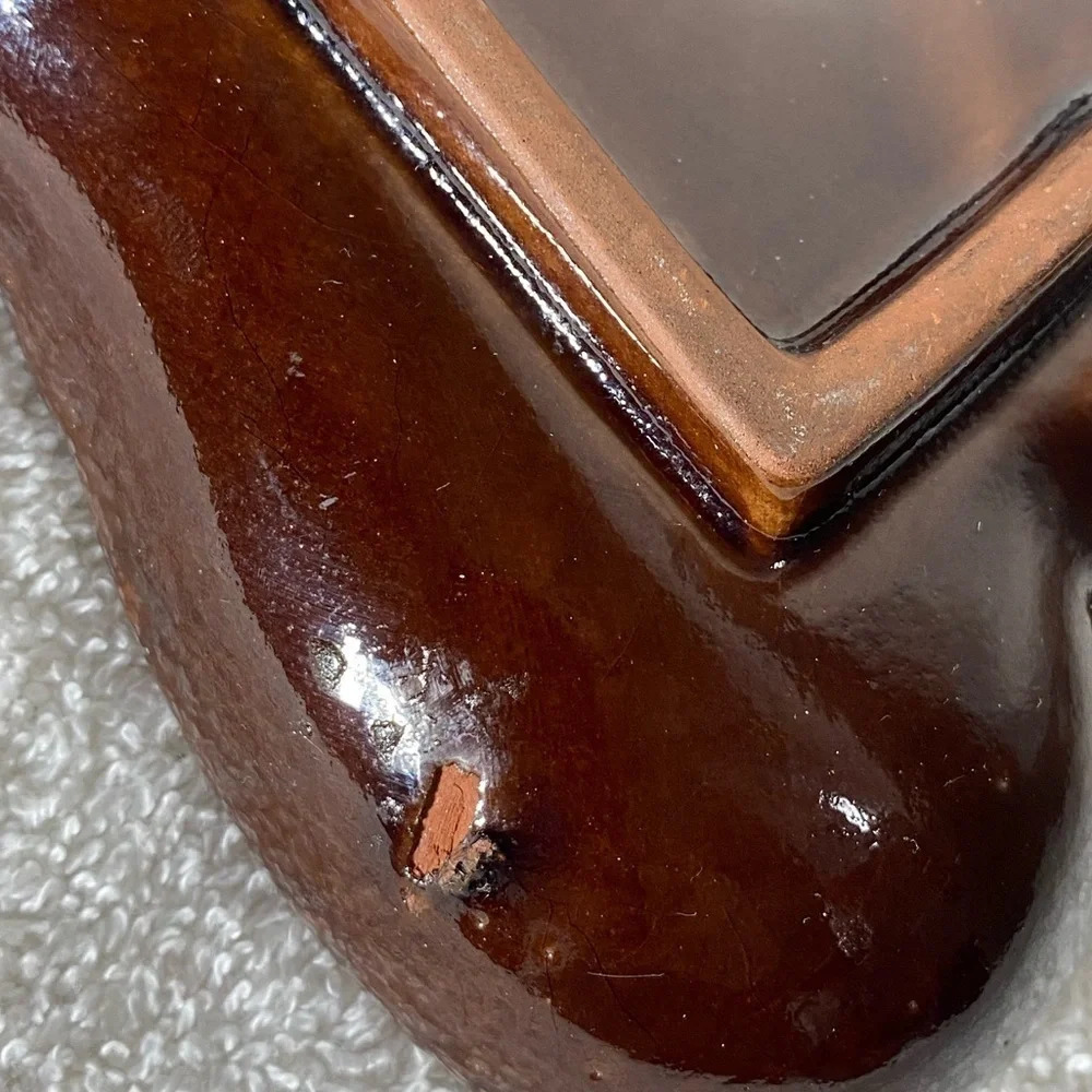 Vintage MCM K13 Canada McMaster Orange Brown Glaze Ceramic Ashtray Trinket Dish - Picture 10 of 12